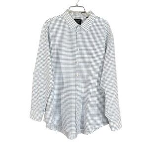 Nordstrom Tech-Smart White&Blue Window Pane Plaid Long Sleeve Shirt Men's XL